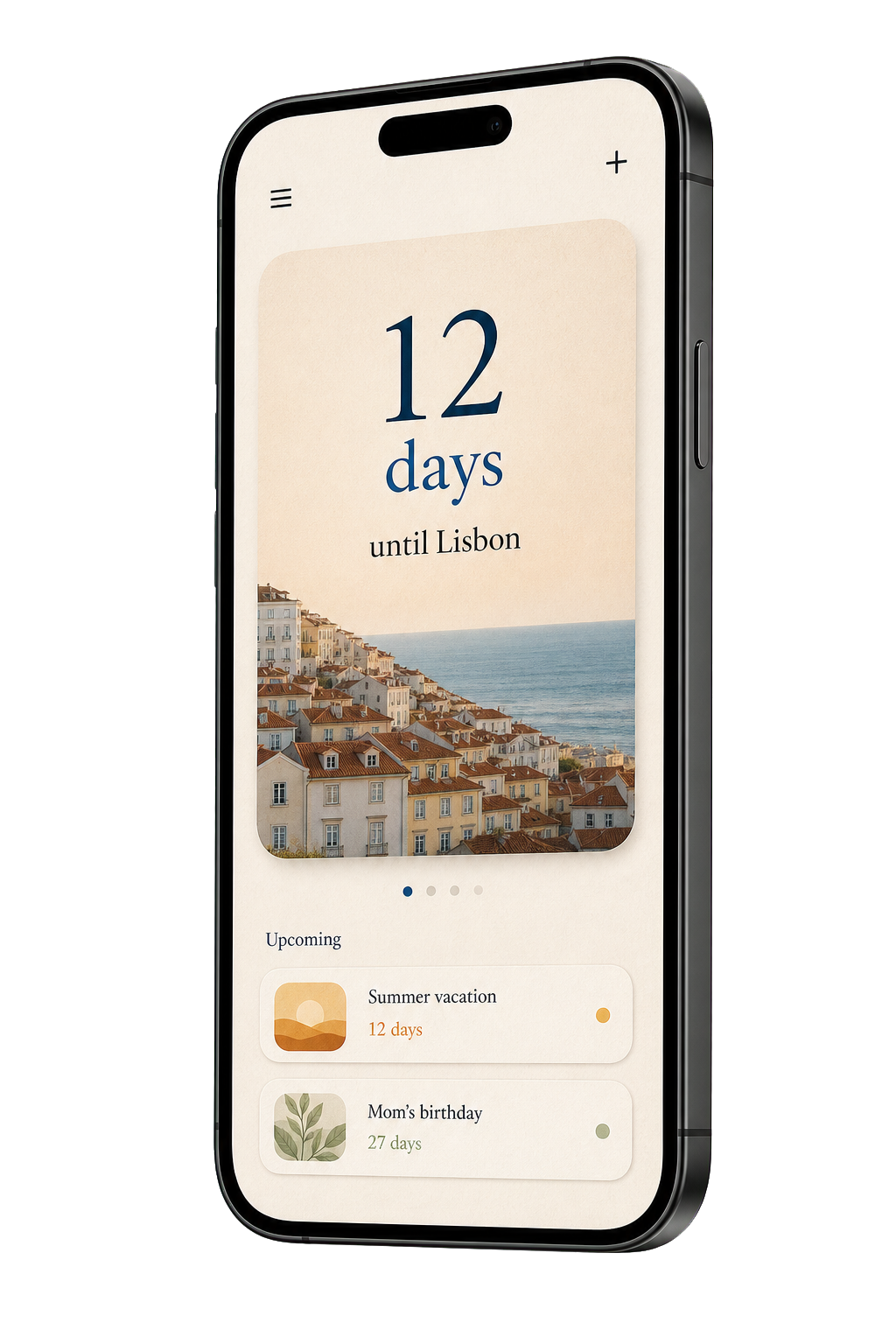 Countdown app on iPhone
